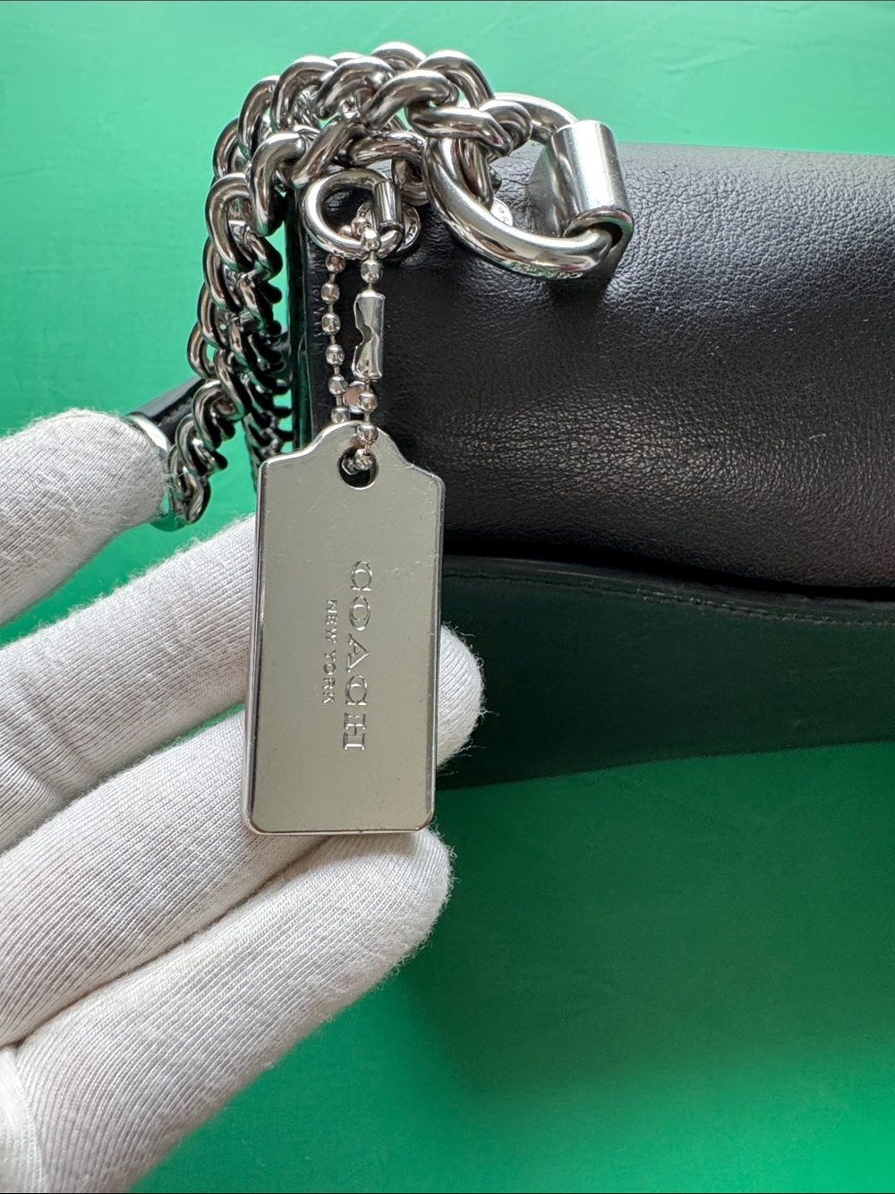 🖤Coach Black Leather 🖤& Signature Canvas Crossbody with Silver Studs - Picture 4 of 17
